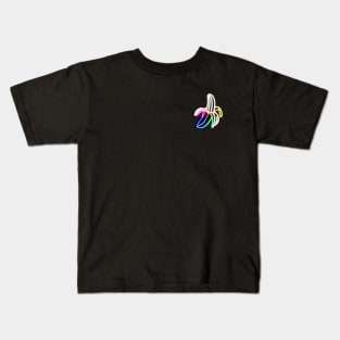 Rainbow Neon Banana Bar Sign Top Left Kids T-Shirt